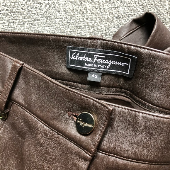 Ferragamo leather pants! Sz 42. BNWOT! - Picture 2 of 5